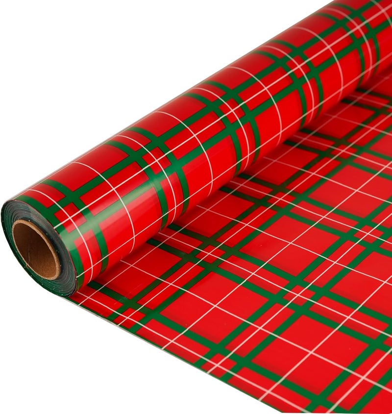 CMFYHM Christmas Cellophane Wrap Roll (34" x 100’Ft) 3 Mil Thicken Long Film Gift Wrappings for Baskets, Box,Wine, Christmas Decor(Red,Green,White) - Image 1
